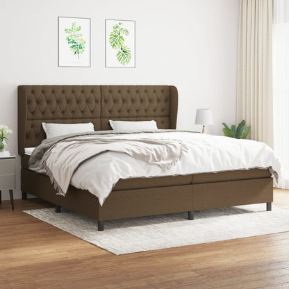 Box Spring Postel S Matrací Tmavě Hnědá 200X200 Cm Textil