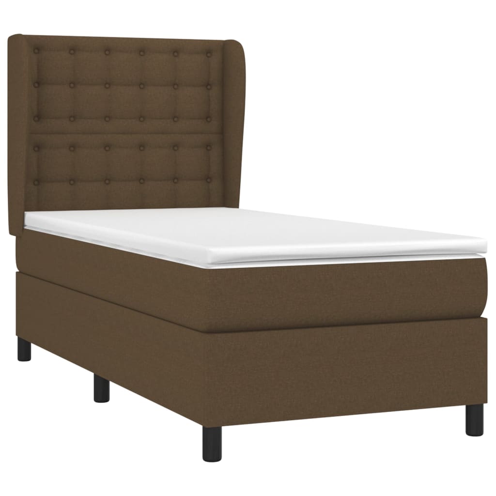 Box Spring Postel S Matrací Tmavě Hnědá 80X200 Cm Textil