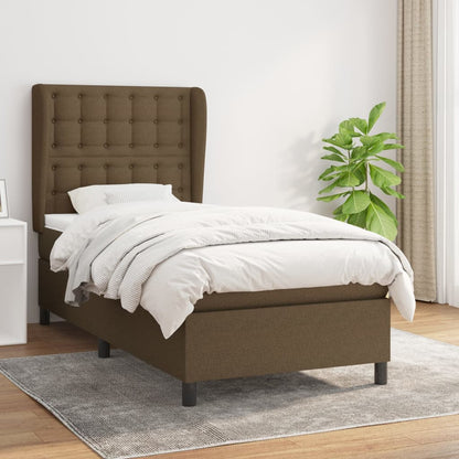 Box Spring Postel S Matrací Tmavě Hnědá 90X190 Cm Textil