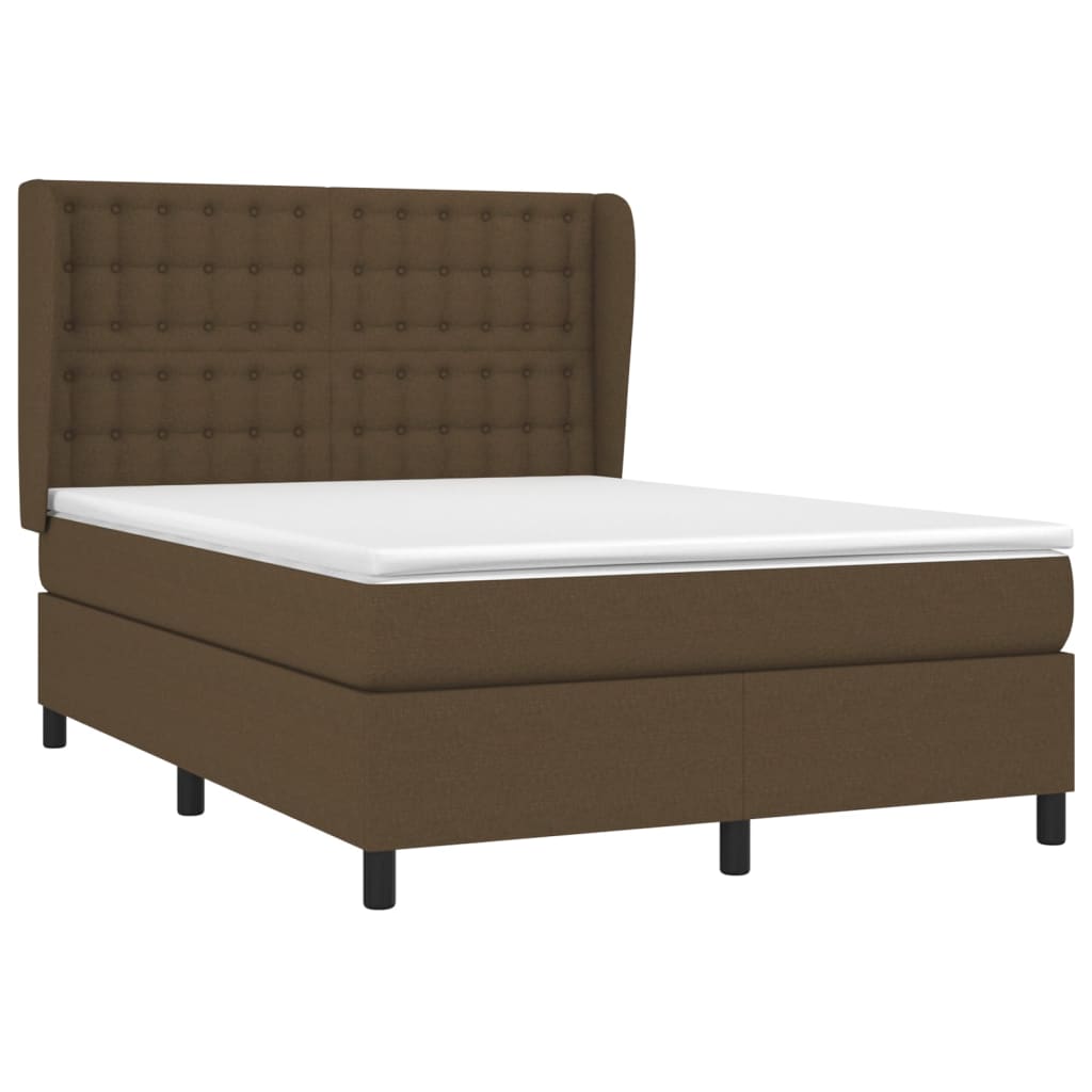 Box Spring Postel S Matrací Tmavě Hnědá 140X200 Cm Textil