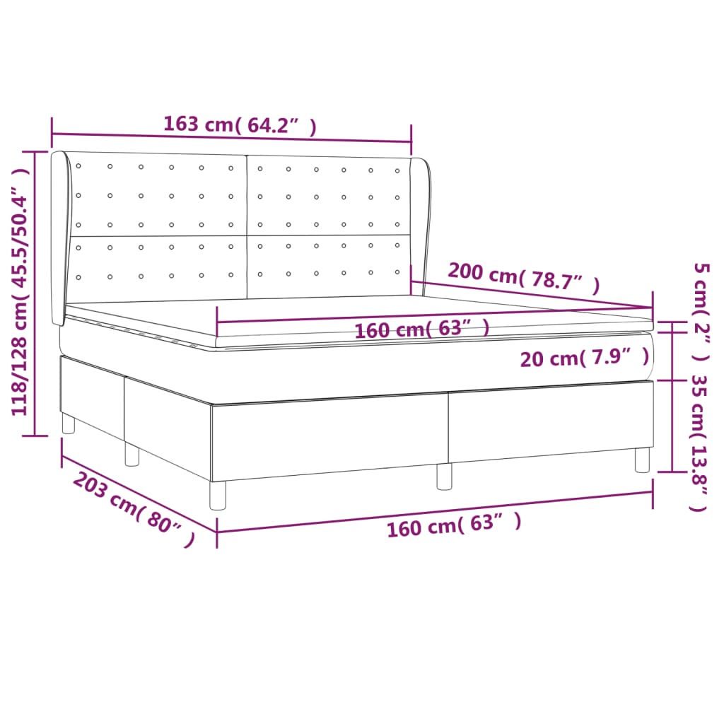 Box Spring Postel S Matrací Tmavě Hnědá 160X200 Cm Textil