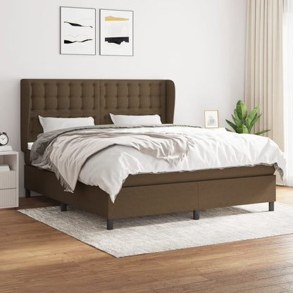Box Spring Postel S Matrací Tmavě Hnědá 160X200 Cm Textil