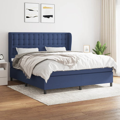 Box Spring Postel S Matrací Textil Modrá