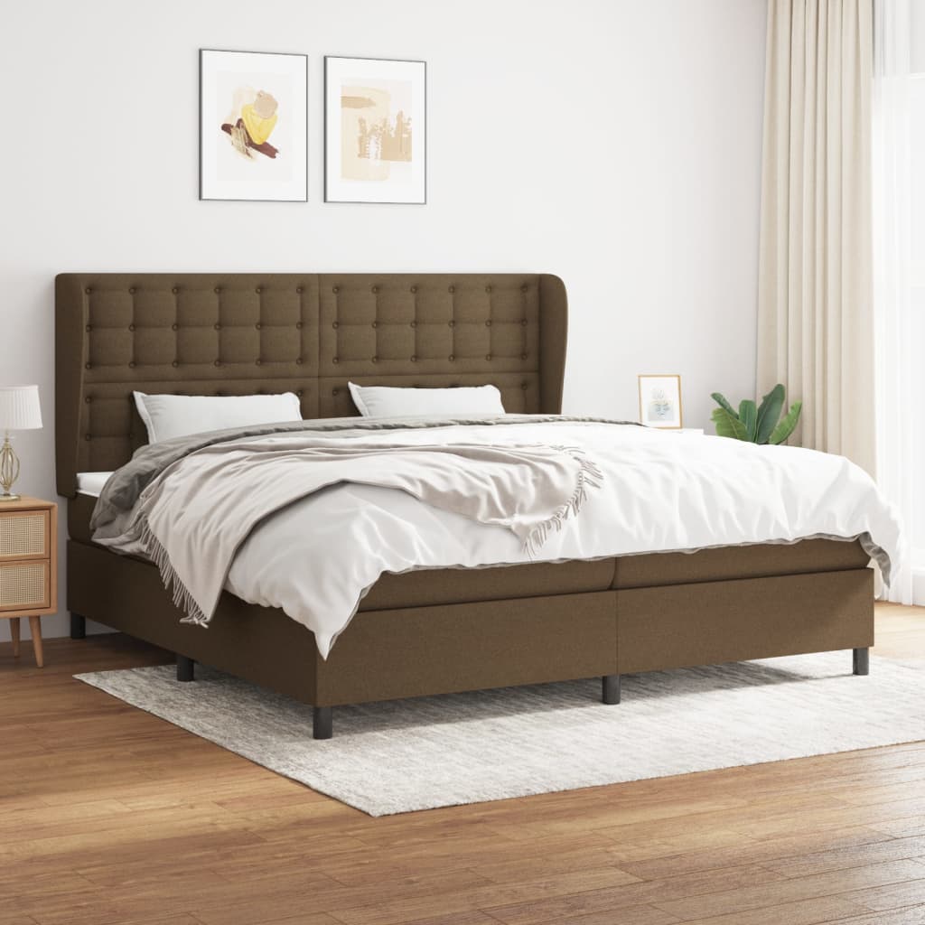 Box Spring Postel S Matrací Tmavě Hnědá 200X200 Cm Textil
