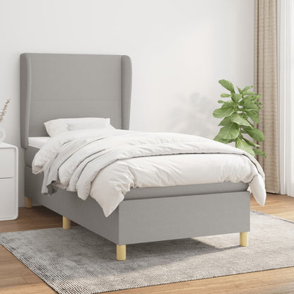 Box Spring Postel S Matrací Textil Světle Šedá