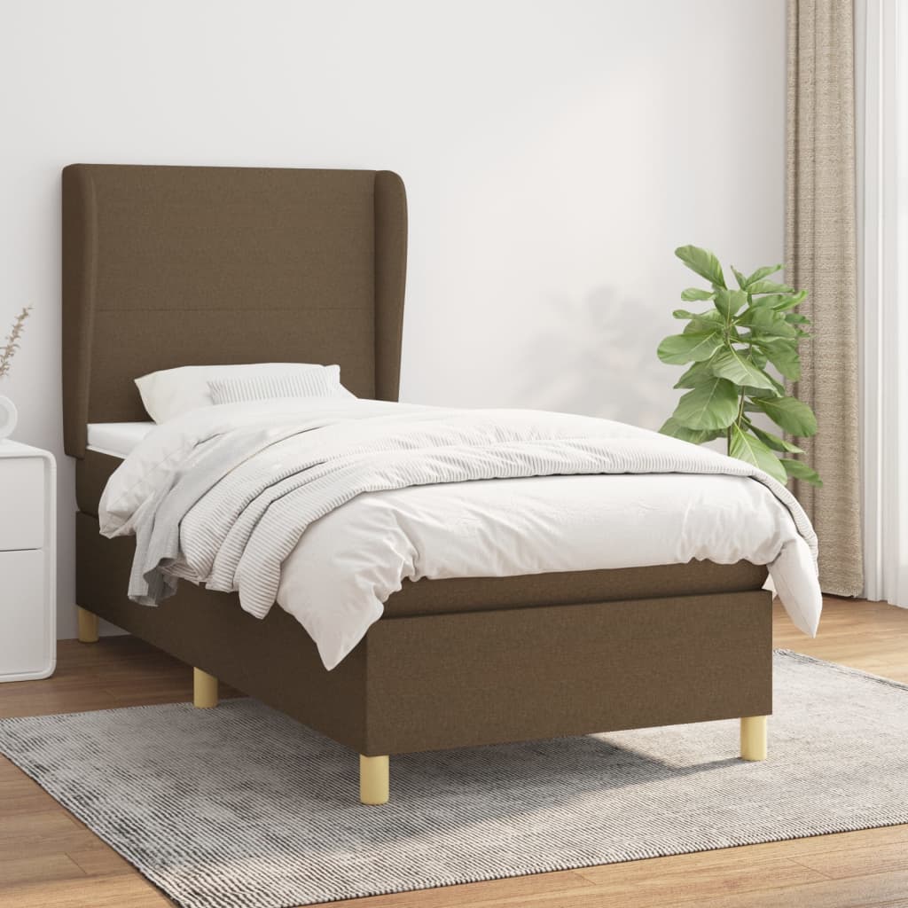 Box Spring Postel S Matrací Tmavě Hnědá 80X200 Cm Textil