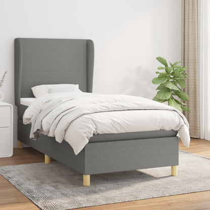 Box Spring Postel S Matrací Textil Tmavě Šedá