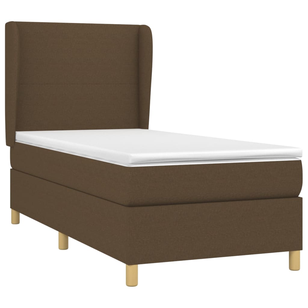 Box Spring Postel S Matrací Tmavě Hnědá 90X190 Cm Textil