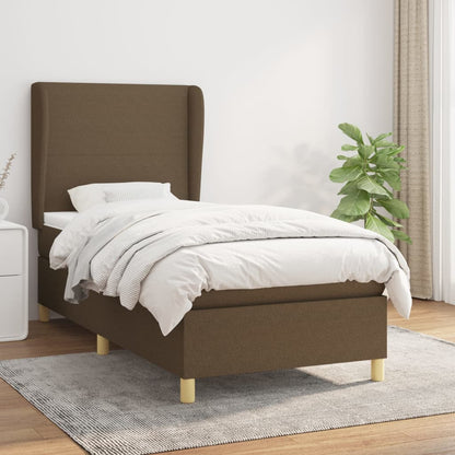 Box Spring Postel S Matrací Tmavě Hnědá 100 X 200 Cm Textil