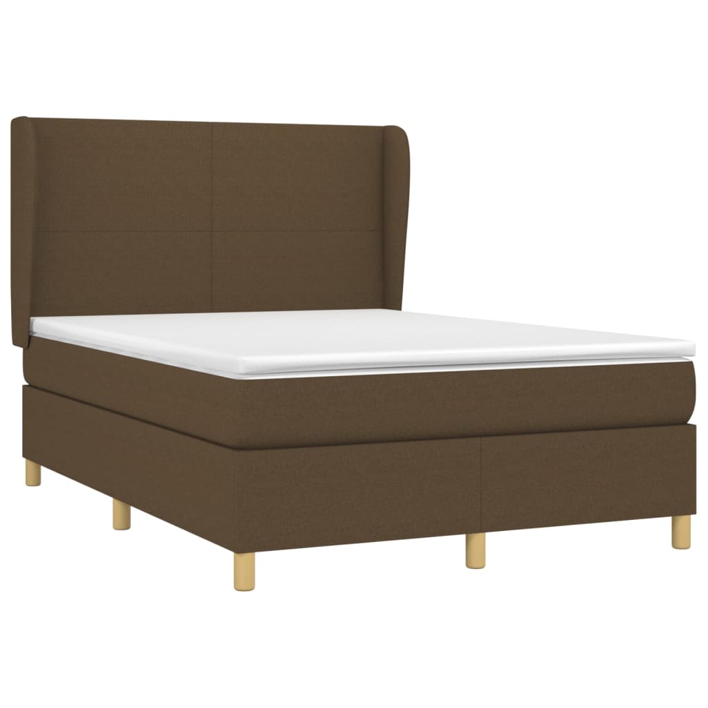 Box Spring Postel S Matrací Tmavě Hnědá 140X190 Cm Textil