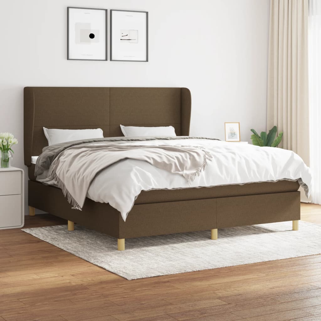 Box Spring Postel S Matrací Tmavě Hnědá 160X200 Cm Textil