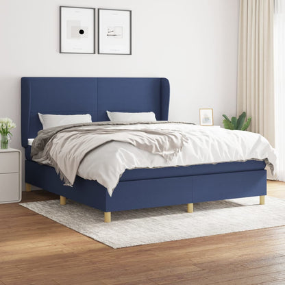 Box Spring Postel S Matrací Textil Modrá