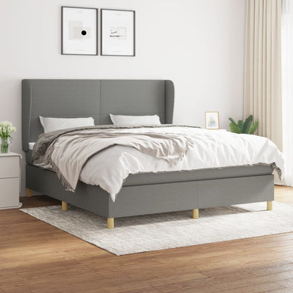 Box Spring Postel S Matrací Textil Tmavě Šedá