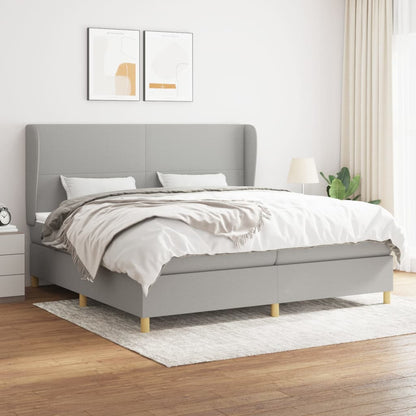 Box Spring Postel S Matrací Textil Světle Šedá