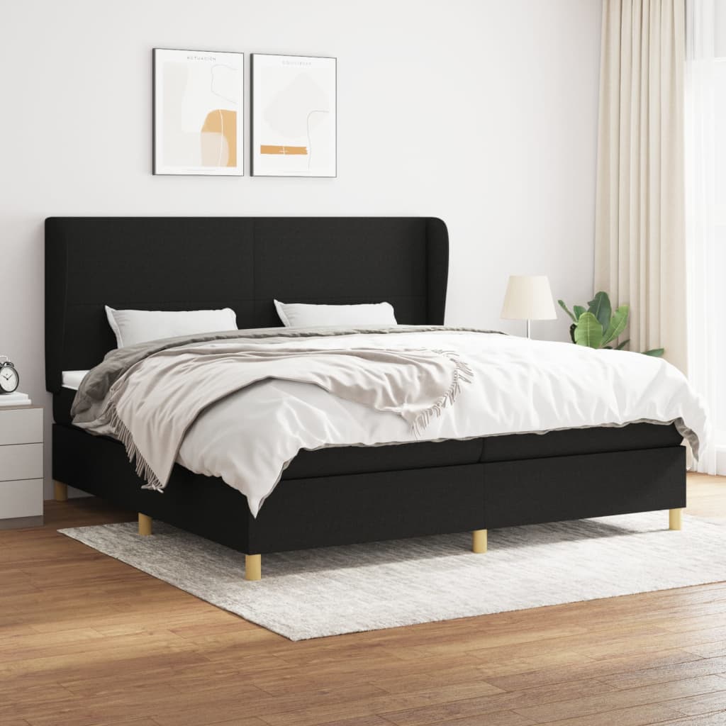 Box Spring Postel S Matrací Černá Textil Černá