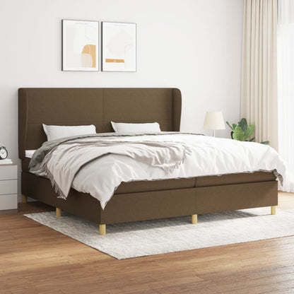 Box Spring Postel S Matrací Tmavě Hnědá 200X200 Cm Textil