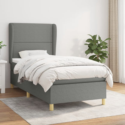 Box Spring Postel S Matrací Textil Tmavě Šedá