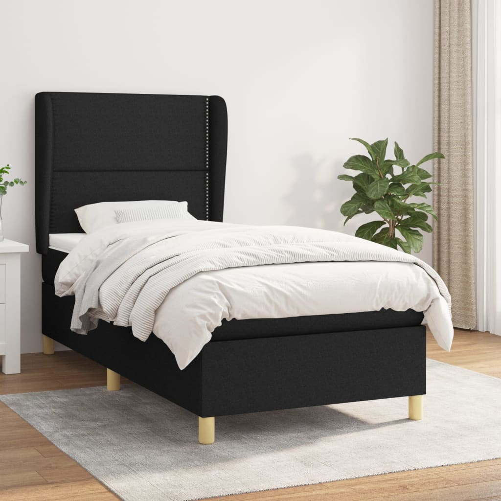Box Spring Postel S Matrací Černá Textil Černá