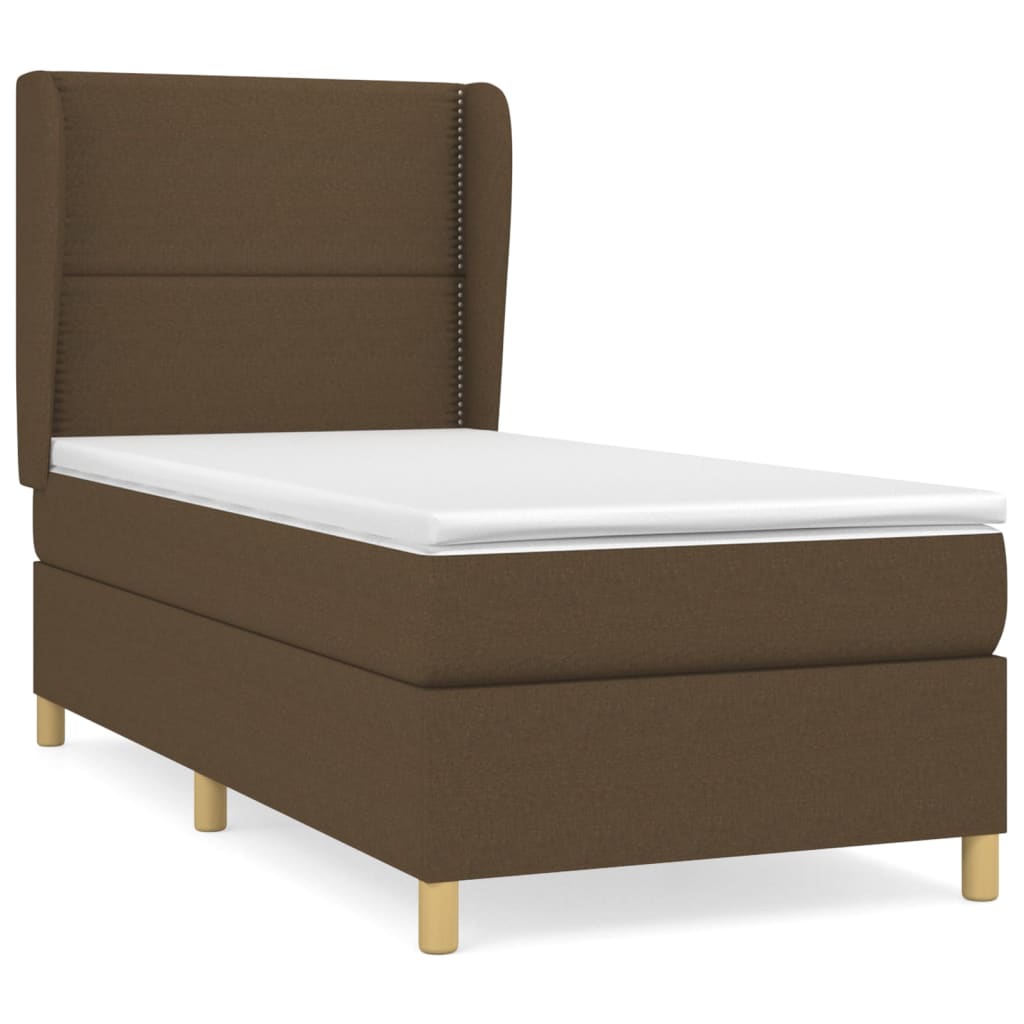Box Spring Postel S Matrací Tmavě Hnědá 90X200 Cm Textil