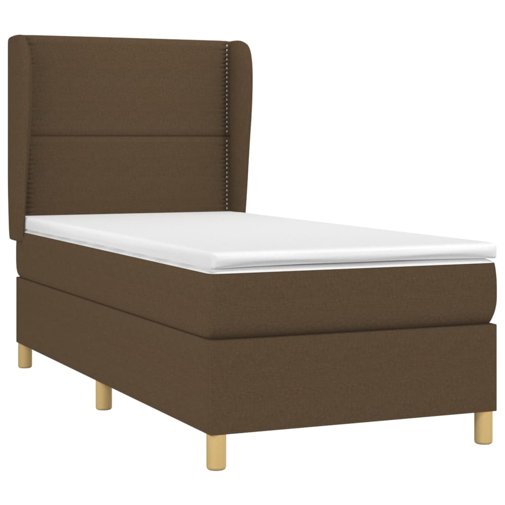 Box Spring Postel S Matrací Tmavě Hnědá 90X200 Cm Textil