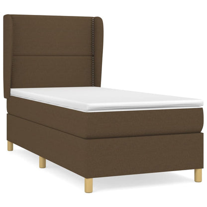 Box Spring Postel S Matrací Tmavě Hnědá 100 X 200 Cm Textil