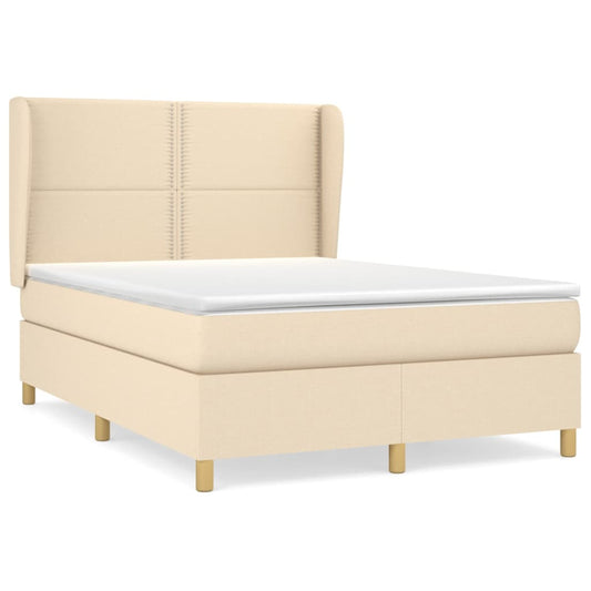Box Spring Postel S Matrací Textil Krémová