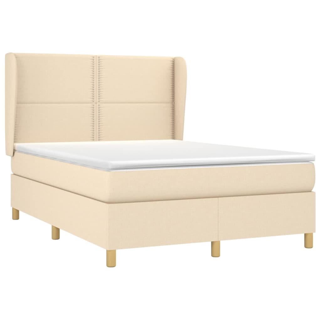 Box Spring Postel S Matrací Textil Krémová