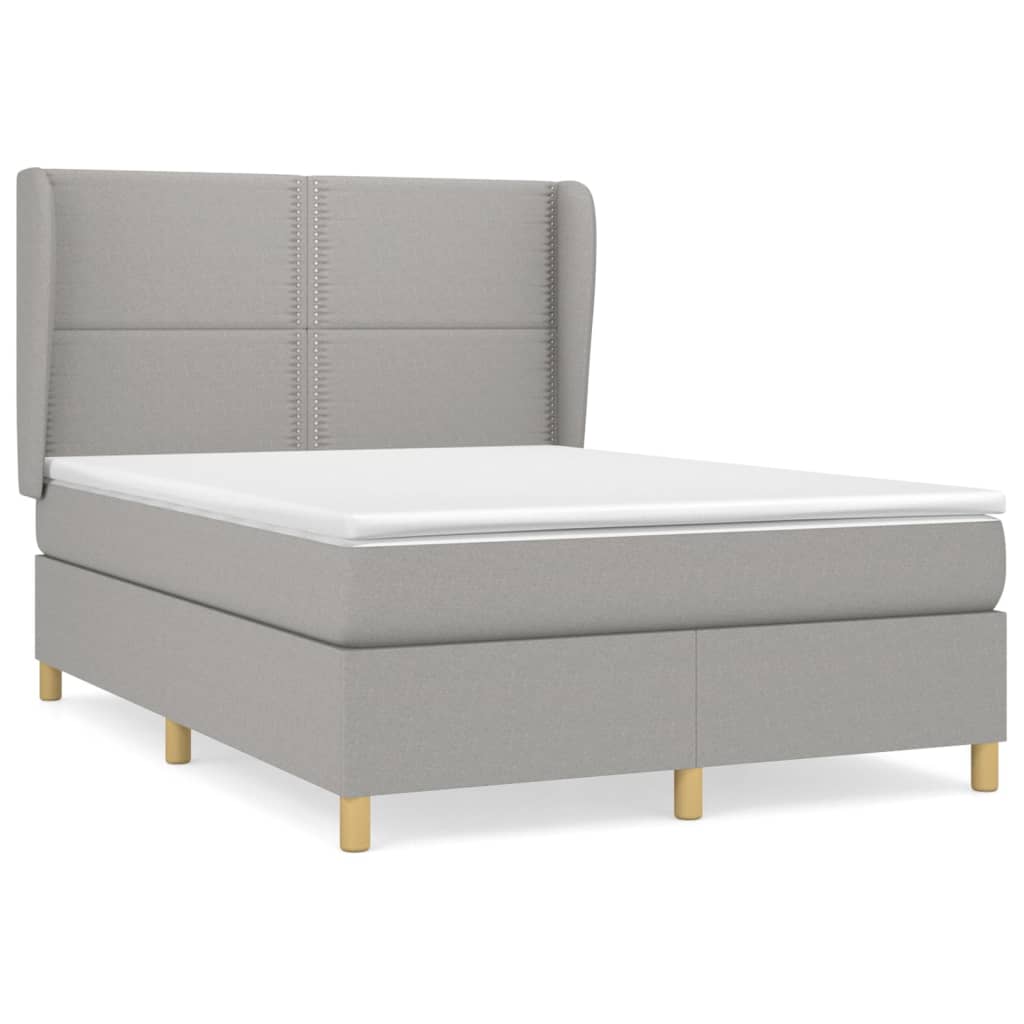 Box Spring Postel S Matrací Textil Světle Šedá