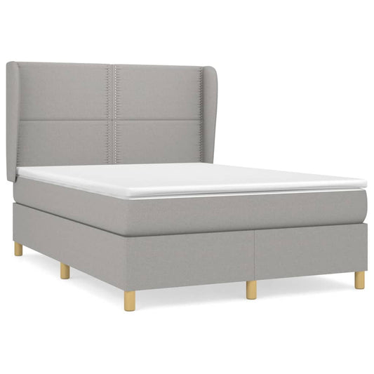 Box Spring Postel S Matrací Textil Světle Šedá