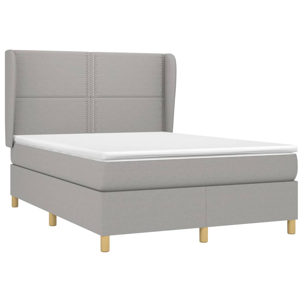 Box Spring Postel S Matrací Textil Světle Šedá