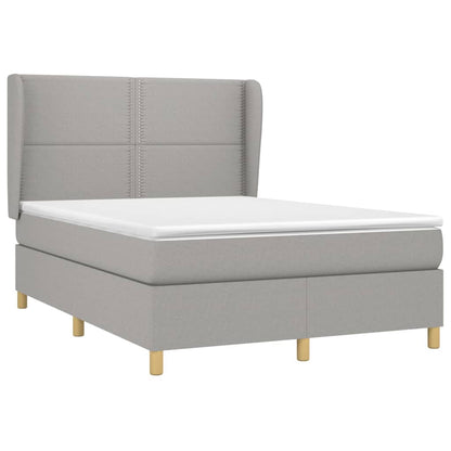 Box Spring Postel S Matrací Textil Světle Šedá