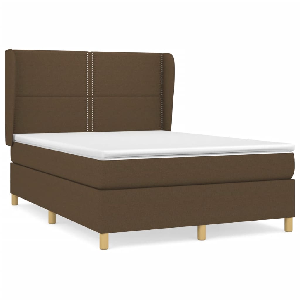 Box Spring Postel S Matrací Tmavě Hnědá 140X200 Cm Textil