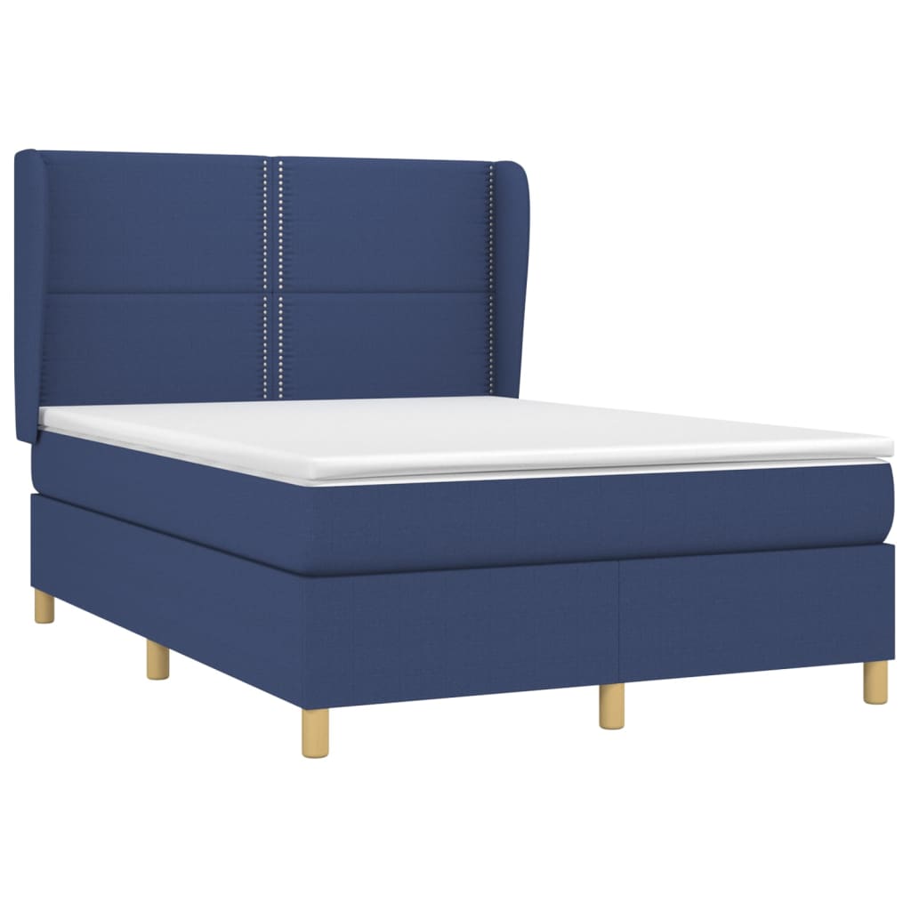 Box Spring Postel S Matrací Textil Modrá