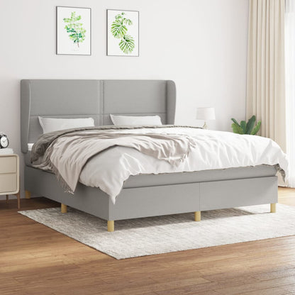Box Spring Postel S Matrací Textil Světle Šedá