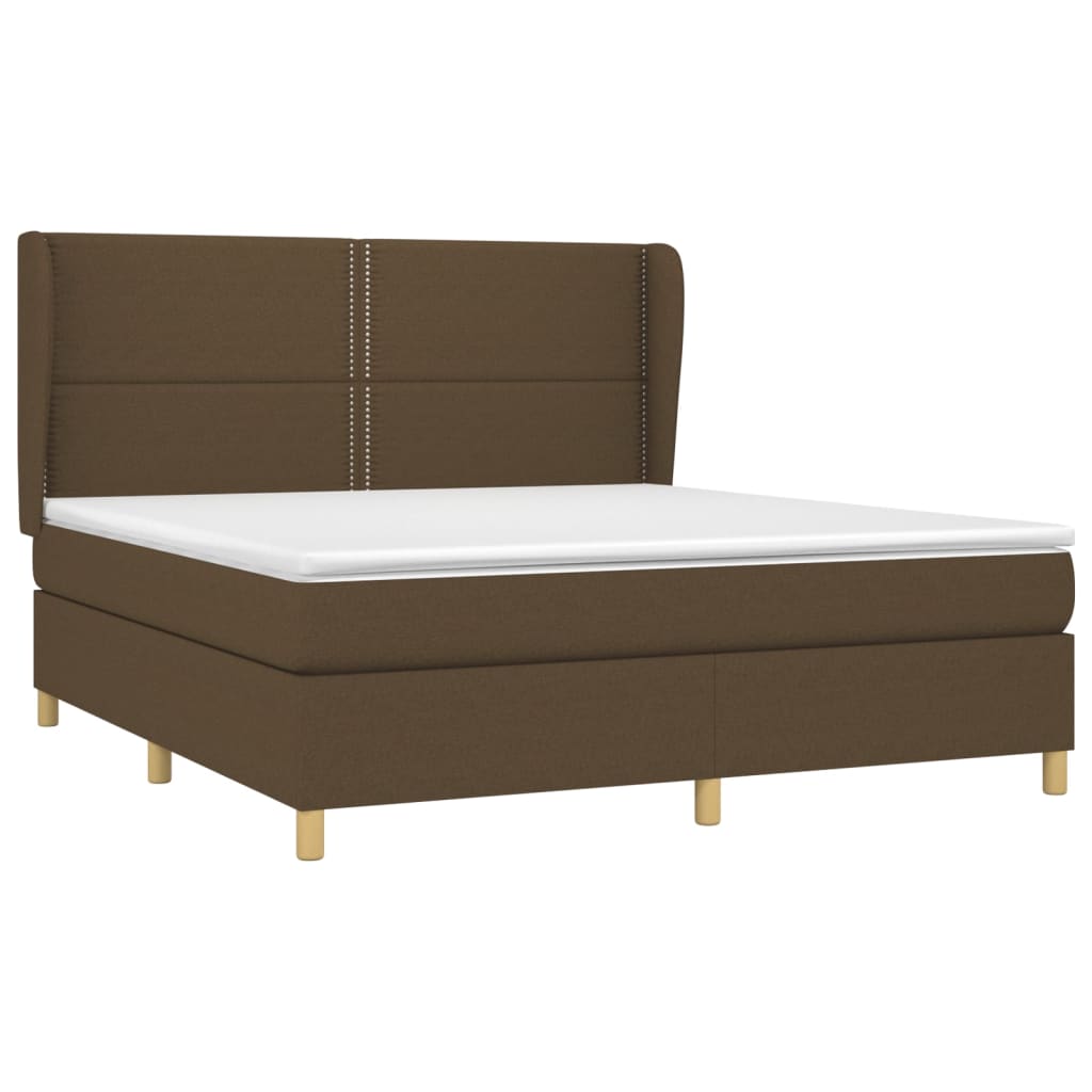 Box Spring Postel S Matrací Tmavě Hnědá 180X200 Cm Textil