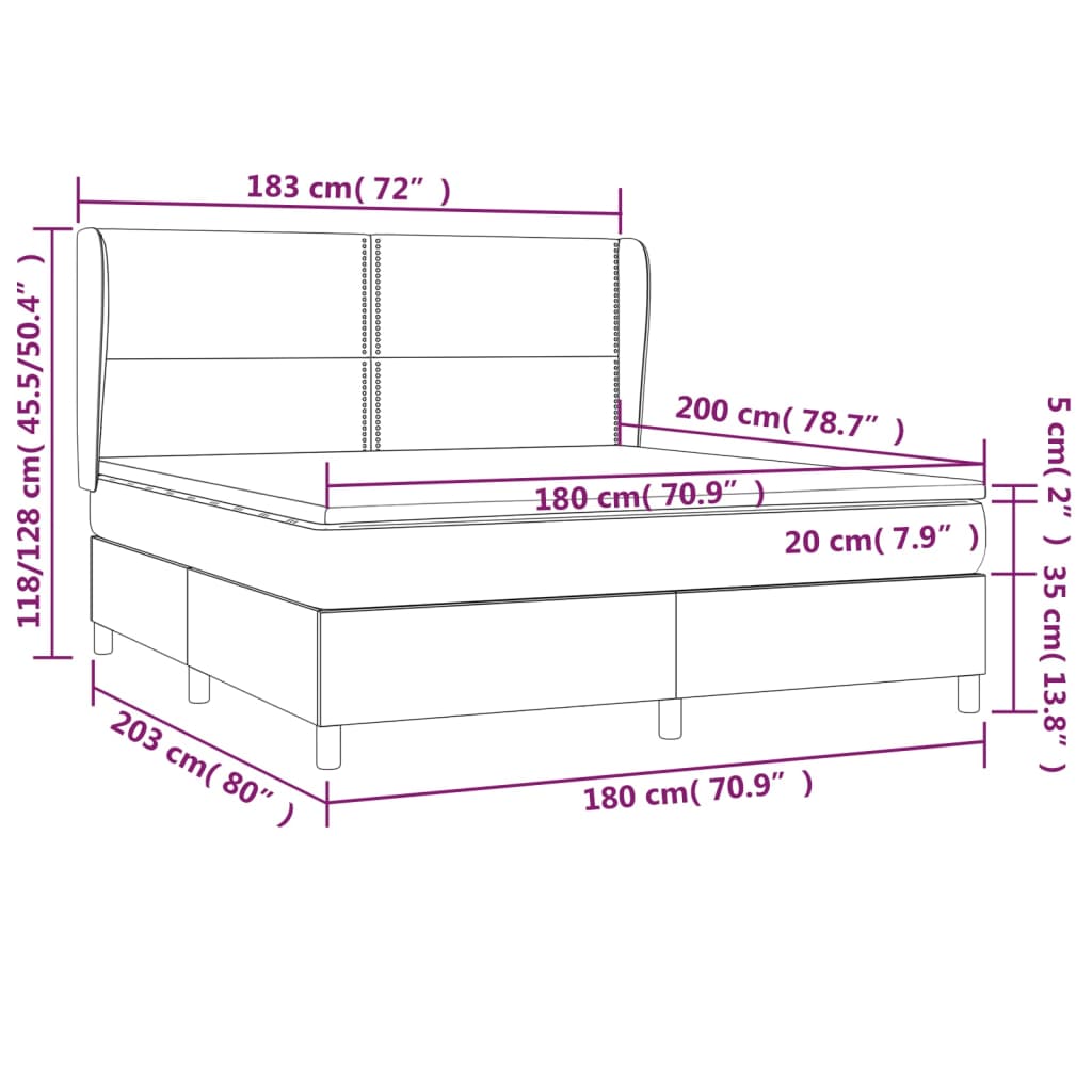 Box Spring Postel S Matrací Tmavě Hnědá 180X200 Cm Textil