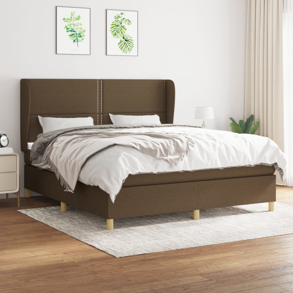 Box Spring Postel S Matrací Tmavě Hnědá 180X200 Cm Textil