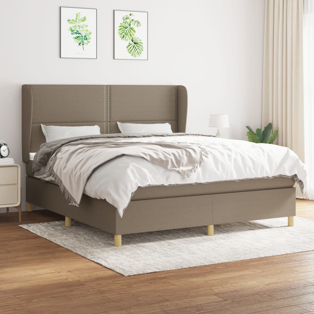 Box Spring Postel S Matrací Textil Taupe