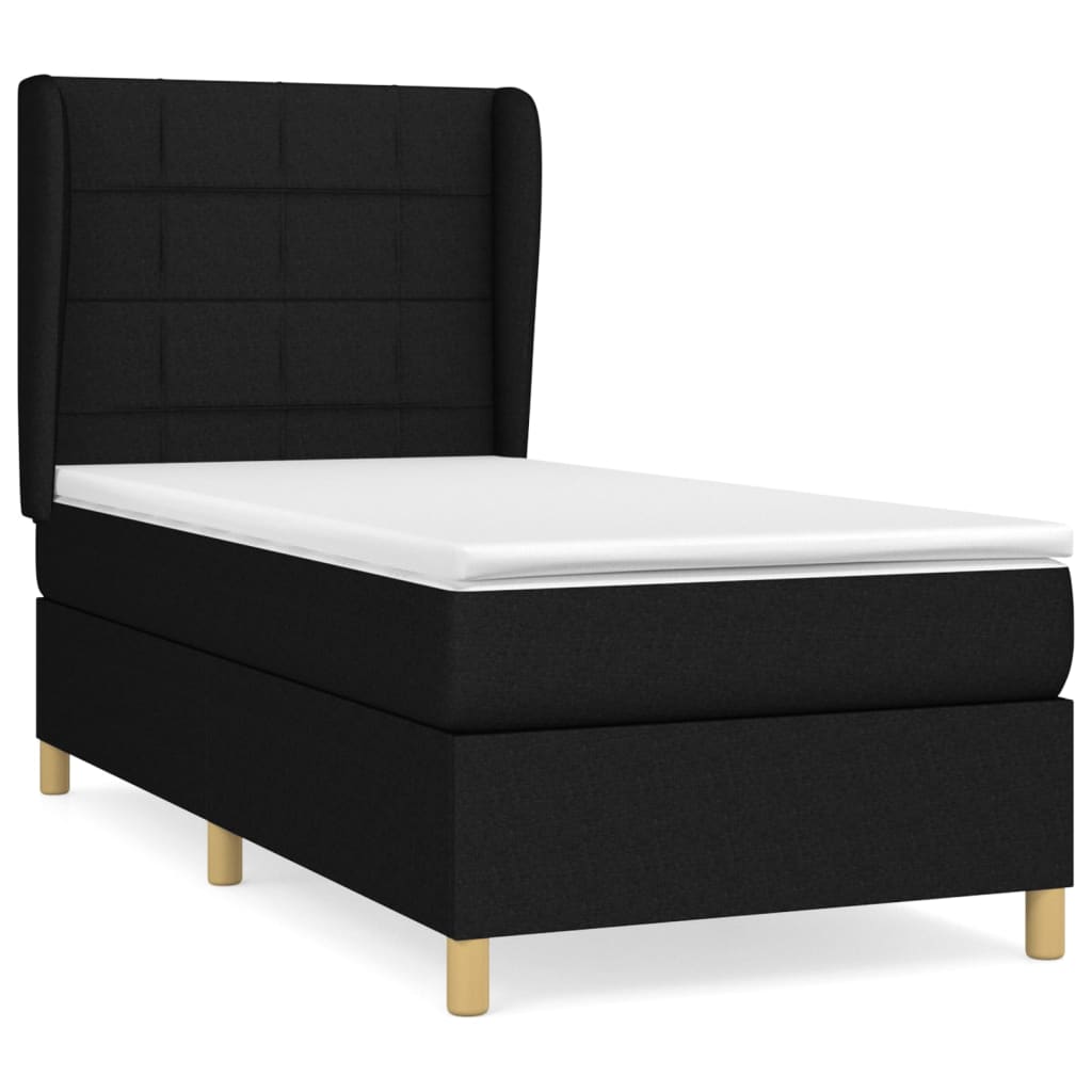 Box Spring Postel S Matrací Černá Textil Černá