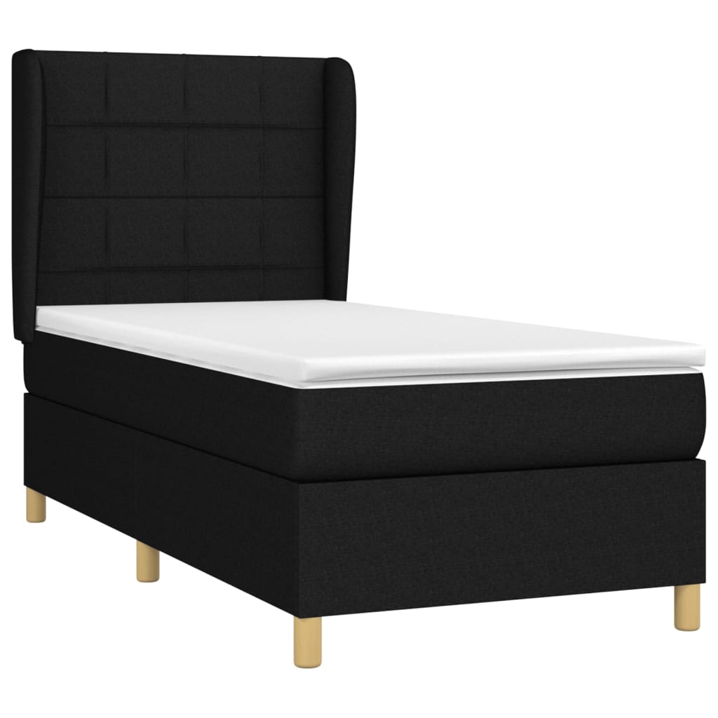 Box Spring Postel S Matrací Černá Textil Černá