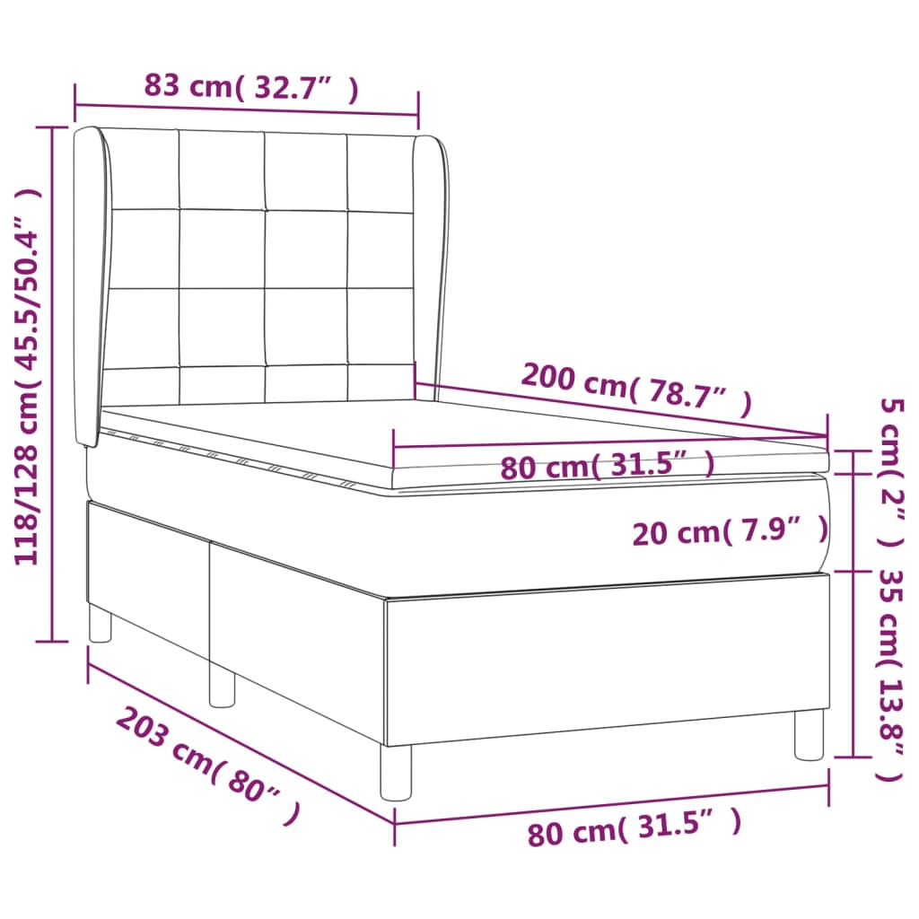 Box Spring Postel S Matrací Černá Textil Černá