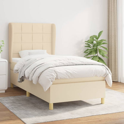Box Spring Postel S Matrací Textil Krémová