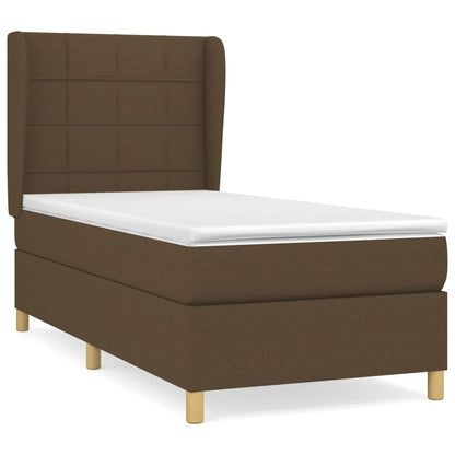 Box Spring Postel S Matrací Tmavě Hnědá 90X190 Cm Textil