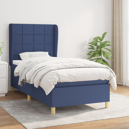 Box Spring Postel S Matrací Textil Modrá