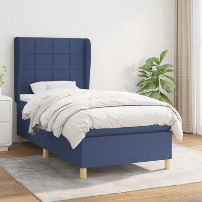 Box Spring Postel S Matrací Textil Modrá