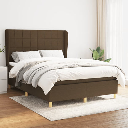 Box Spring Postel S Matrací Tmavě Hnědá 140X190 Cm Textil