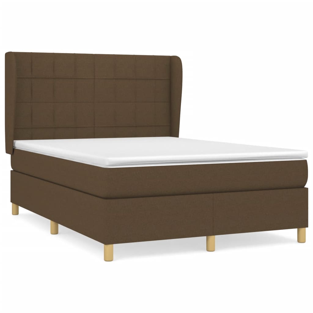Box Spring Postel S Matrací Tmavě Hnědá 140X200 Cm Textil
