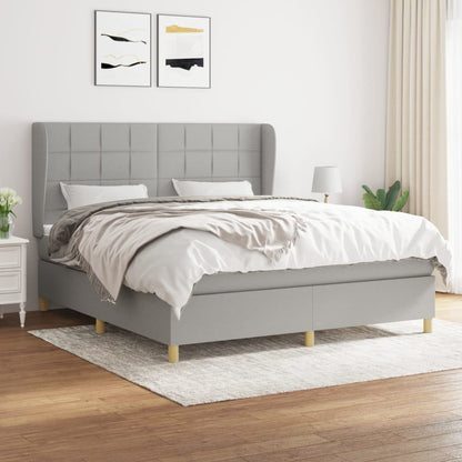 Box Spring Postel S Matrací Textil Světle Šedá