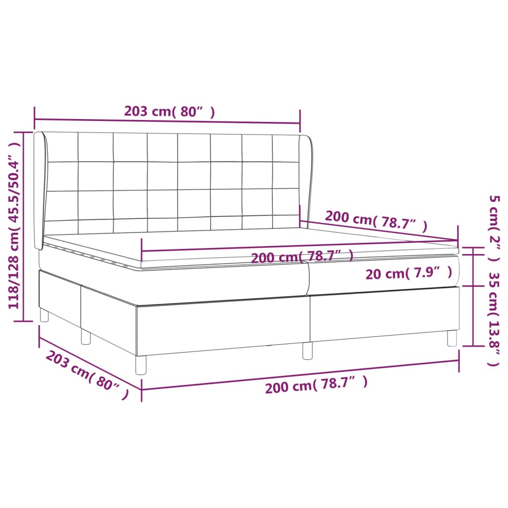 Box Spring Postel S Matrací Tmavě Hnědá 200X200 Cm Textil
