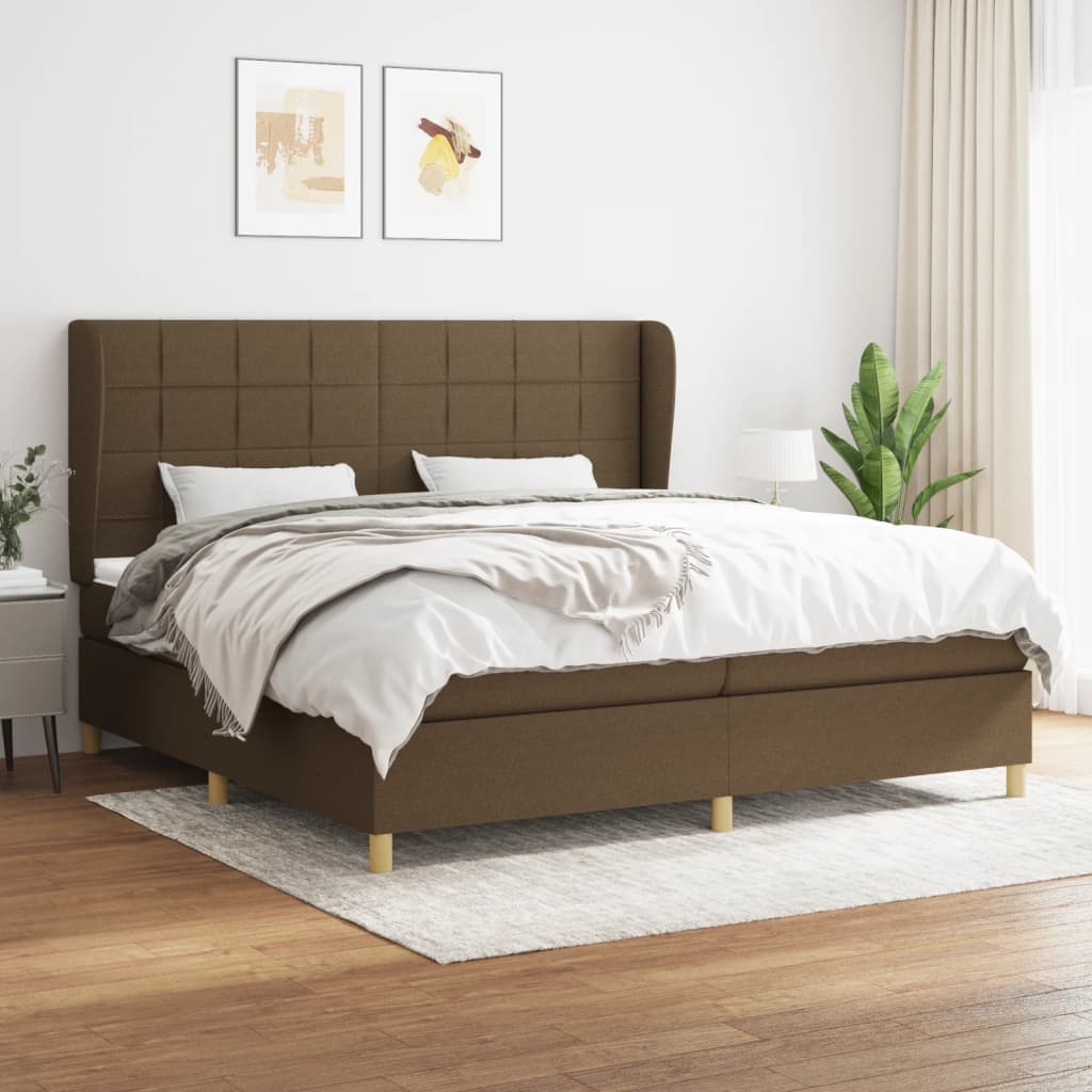Box Spring Postel S Matrací Tmavě Hnědá 200X200 Cm Textil